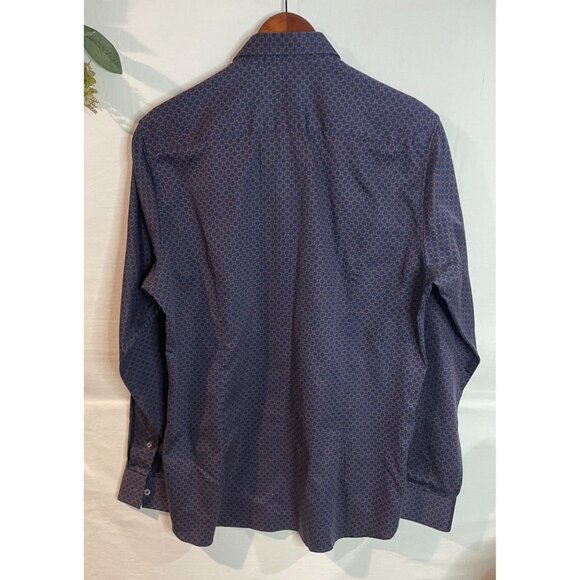 Ted Baker London Men's Size 4 Navy Button-Up Shirt Made In Portugal 100% Cotton - Picture 2 of 15